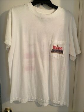 Vintage Delta White Short Sleeve Pocket Tee with Winston Winners Logo